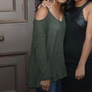 Olive Green Cold Shoulder Sweater